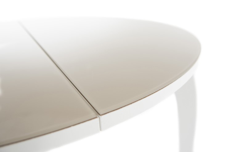 Кухонный раздвижной стол Ривьера исп. круг хром №5 (стекло белое/черный) в Вологде - изображение 6