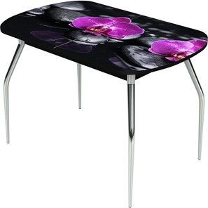 Обеденный раздвижной стол Ривьера исп.1 ноги метал. крашеные №24 Фотопечать (Цветы №14) в Вологде