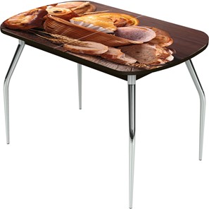 Кухонный стол раздвижной Ривьера исп.1 ноги метал. крашеные №24 Фотопечать (Хлеб №3 в Вологде