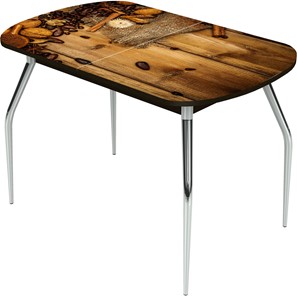 Кухонный стол раздвижной Ривьера исп.1 ноги метал. крашеные №24 Фотопечать (Кофе №25) в Вологде