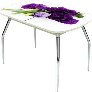 Кухонный стол раздвижной Ривьера исп.2 ноги метал. крашеные №24 Фотопечать (Цветы №46) в Вологде