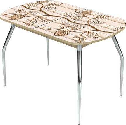 Кухонный стол раскладной Ривьера исп.2 ноги метал. крашеные №24 Фотопечать (Дерево №13) в Вологде - изображение