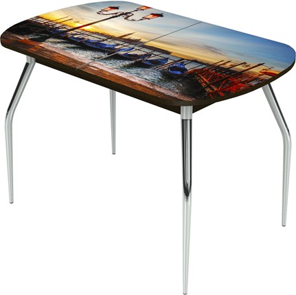 Стол раздвижной Ривьера исп.2 ноги метал. крашеные №24 Фотопечать (Города №10) в Вологде - изображение