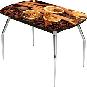 Кухонный стол раздвижной Ривьера исп.2 ноги метал. крашеные №24 Фотопечать (Кофе №28) в Вологде