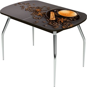 Обеденный раздвижной стол Ривьера исп.2 ноги метал. крашеные №24 Фотопечать (Кофе №5) в Вологде