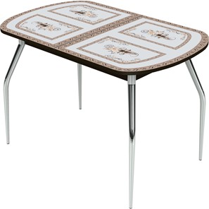 Обеденный раздвижной стол Ривьера исп.2 ноги метал. крашеные №24 Фотопечать (Текстура №37) в Вологде