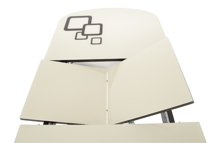 Раздвижной стол Ривьера мини дерево №1, Рисунок квадро (стекло белое/черный/белый) в Вологде - изображение 4