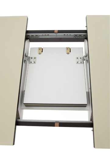 Кухонный раздвижной стол Ривьера мини дерево №1, Рисунок квадро (стекло молочное/коричневый/венге) в Вологде - изображение 5