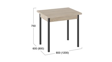 Кухонный раскладной стол Родос тип 2 с опорой d40 (Черный муар/Дуб Сонома) в Вологде - предосмотр 2