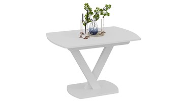 Кухонный стол раскладной Салерно тип 1 (Белый муар/Стекло матовое белое) в Вологде - предосмотр