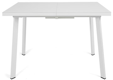 Кухонный стол раскладной Сальвадор-2G (ноги белые, стекло cristal/белый цемент) в Вологде - предосмотр 1