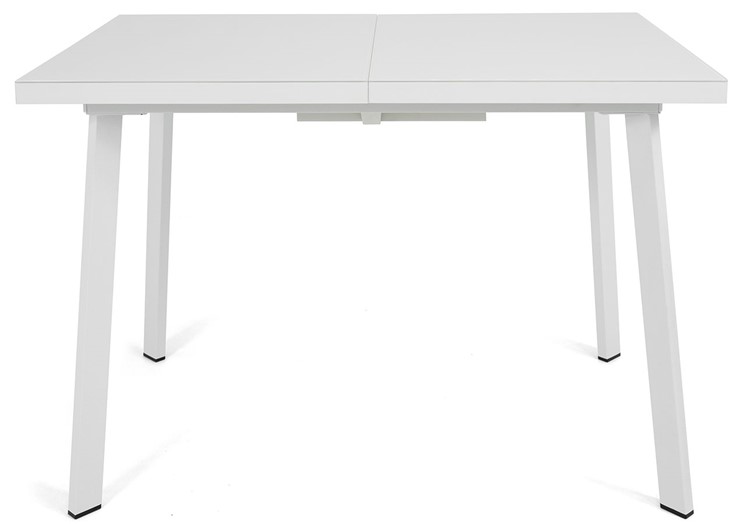 Кухонный стол раскладной Сальвадор-2G (ноги белые, стекло cristal/белый цемент) в Вологде - изображение 1
