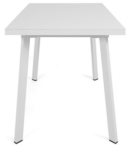 Кухонный стол раскладной Сальвадор-2G (ноги белые, стекло cristal/белый цемент) в Вологде - предосмотр 2