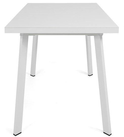 Кухонный стол раскладной Сальвадор-2G (ноги белые, стекло cristal/белый цемент) в Вологде - изображение 2