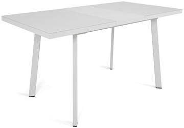 Кухонный стол раскладной Сальвадор-2G (ноги белые, стекло cristal/белый цемент) в Вологде - предосмотр 3