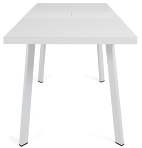 Кухонный стол раскладной Сальвадор-2G (ноги белые, стекло cristal/белый цемент) в Вологде - предосмотр 4