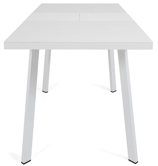 Кухонный стол раскладной Сальвадор-2G (ноги белые, стекло cristal/белый цемент) в Вологде - изображение 4