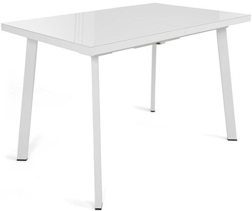 Кухонный стол раскладной Сальвадор-2G (ноги белые, стекло cristal/белый цемент) в Вологде - предосмотр