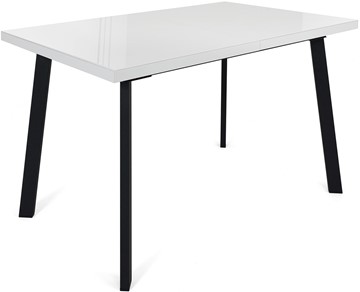 Обеденный раздвижной стол Сальвадор-2G (ноги черные, стекло cristal/белый цемент) в Вологде - предосмотр