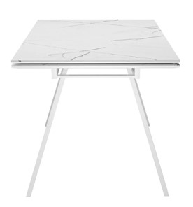 Кухонный раскладной стол SKL 140, керамика белый мрамор/подстолье белое/ножки белые в Вологде - предосмотр 3