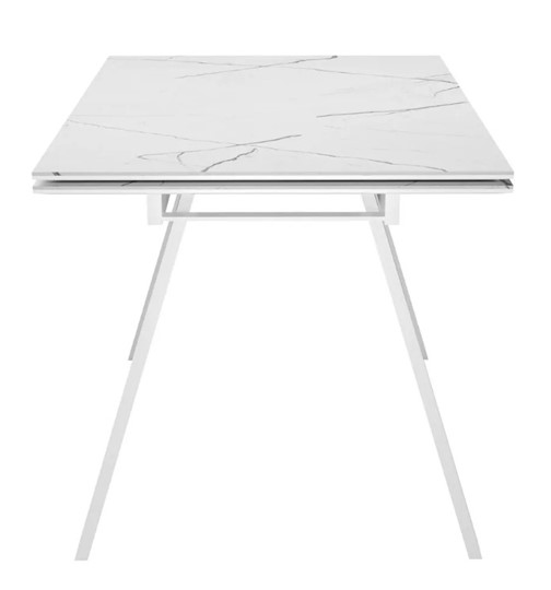 Кухонный раскладной стол SKL 140, керамика белый мрамор/подстолье белое/ножки белые в Вологде - изображение 3
