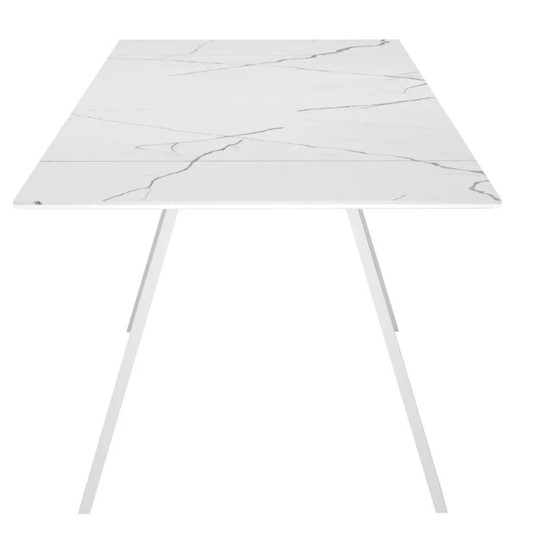 Кухонный раскладной стол SKL 140, керамика белый мрамор/подстолье белое/ножки белые в Вологде - изображение 4