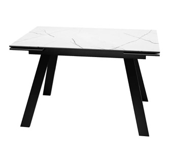 Кухонный стол раздвижной SKL 140, керамика белый мрамор/подстолье черное/ножки черные в Вологде