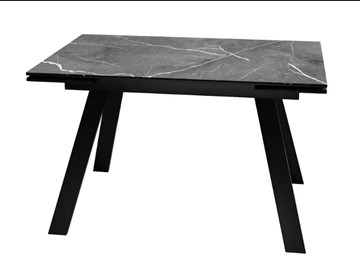 Кухонный раздвижной стол SKL 140, керамика черный мрамор/подстолье черное/ножки черные в Вологде