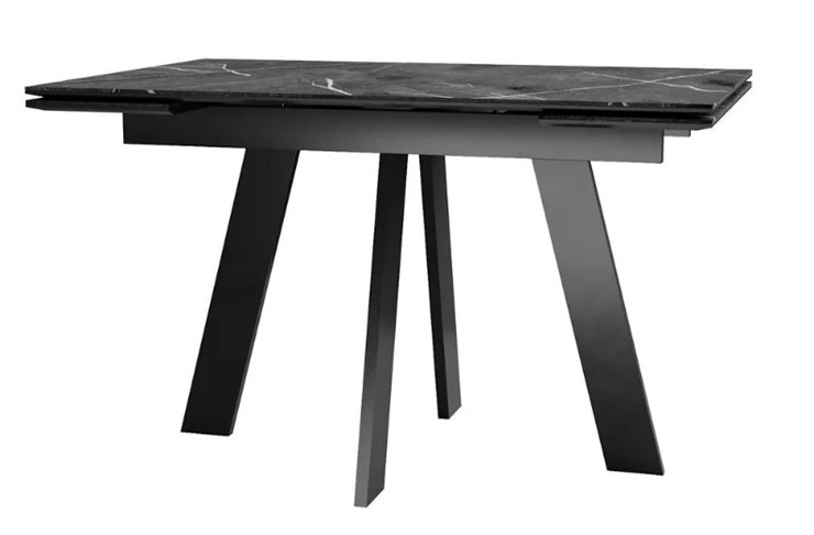 Раздвижной стол SKM 120, керамика черный мрамор/подстолье черное/ножки черные в Вологде - изображение 1