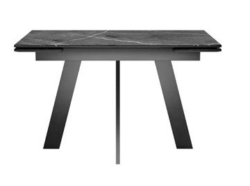 Раздвижной стол SKM 120, керамика черный мрамор/подстолье черное/ножки черные в Вологде - предосмотр 2