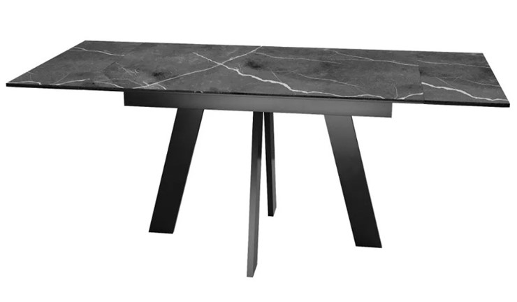 Раздвижной стол SKM 120, керамика черный мрамор/подстолье черное/ножки черные в Вологде - изображение 5