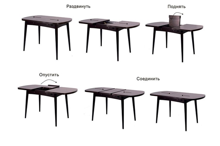 Обеденный раздвижной стол Ялта с цилиндрическими опорами Венге/Ясень Анкор темный в Вологде - изображение 1