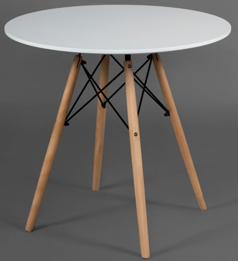 Стол обеденный CINDY NEXT, металл/мдф/бук, D70х75см, белый/натуральный арт.15854 в Вологде - изображение 1