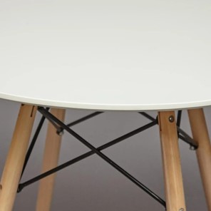 Кухонный обеденный стол CINDY NEXT, металл/мдф/бук, D80х75см, белый/натуральный арт.13067 в Вологде - предосмотр 2