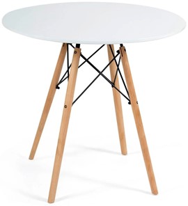 Кухонный обеденный стол CINDY NEXT, металл/мдф/бук, D80х75см, белый/натуральный арт.13067 в Вологде - предосмотр
