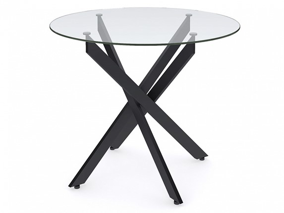 Стол на кухню Dikline R900 стекло/ножки черный металл в Вологде - изображение