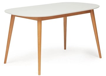 Кухонный обеденный стол MAX (Макс) бук/мдф 140х80х75 Белый/Натуральный Бук арт.10462 в Вологде - предосмотр 1
