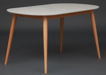 Кухонный обеденный стол MAX (Макс) бук/мдф 140х80х75 Белый/Натуральный Бук арт.10462 в Вологде - предосмотр 3