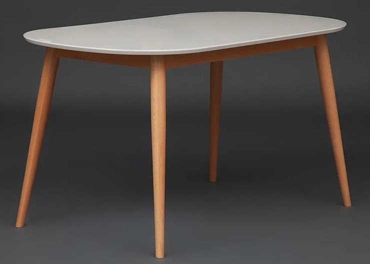 Кухонный обеденный стол MAX (Макс) бук/мдф 140х80х75 Белый/Натуральный Бук арт.10462 в Вологде - изображение 3