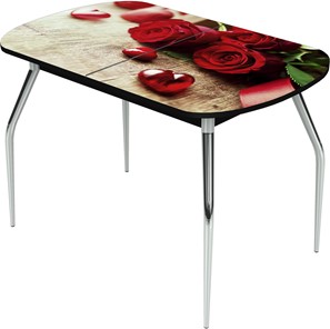 Кухонный стол раздвижной Ривьера исп.1 ноги хром №5 Фотопечать (Цветы №33) в Вологде