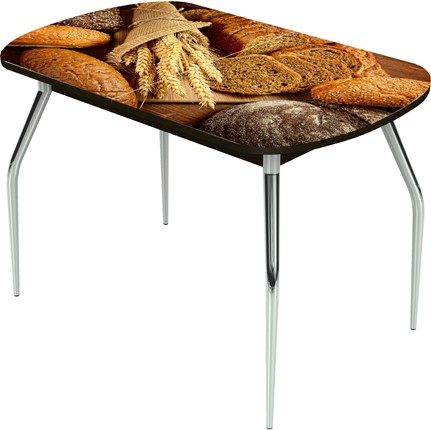 Кухонный стол раскладной Ривьера исп.1 ноги хром №5 Фотопечать (Хлеб №7) в Вологде - изображение