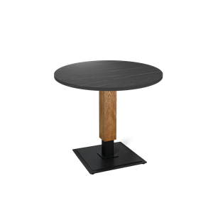 Обеденный круглый стол SHT-TU22 / SHT-TT 80 ЛДСП (камень пьетра гриджио черный/дуб брашированный корич/черный муар) в Вологде