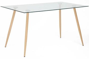 Стол обеденный SOPHIA (mod. 5003) металл/стекло (8мм), 140x80x75, бук/прозрачный арт.12098 в Вологде - предосмотр