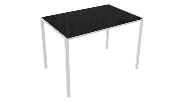 Кухонный стол Торрес тип 1 (Белый муар/Черный глянец) в Вологде - изображение