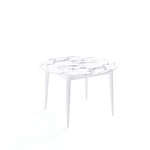 Обеденный раздвижной стол Kenner W1200 (Белый/Мрамор белый) в Вологде - предосмотр