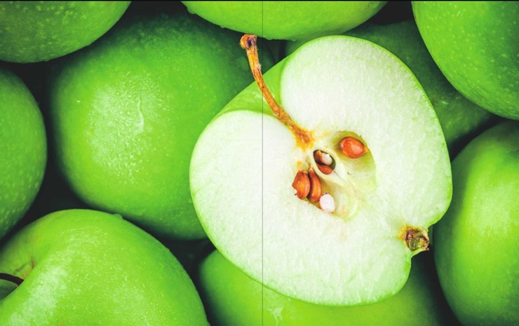 Раздвижной стол Айсберг-01 СТФ, белый/фотопечать зеленые яблоки/ноги хром круглые в Вологде - изображение 2