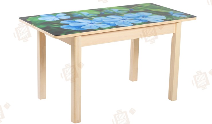 Кухонный стол раздвижной Айсберг-01 СТФ, дуб/фотопечать фиалка/ноги массив в Вологде - изображение 2