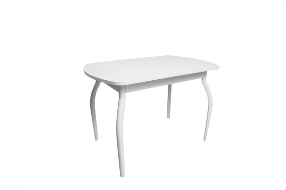 Кухонный стол раскладной ПГ-01СТ белое/белое/крашенные фигурные в Вологде - изображение