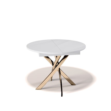 Кухонный стол раздвижной Kenner R1100 (Золото/Белое/Стекло белое глянец) в Вологде - изображение
