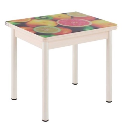 Кухонный пристенный стол СПА-01 СТФ, дуб молочный ЛДСП/стекло фрукты/36 прямые трубки крашеные белые в Вологде - изображение